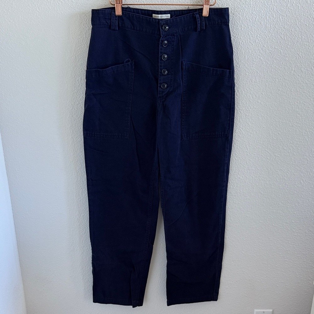 Urban Outfitters Navy Blue Button Front Casual Pant Straight Leg US 6